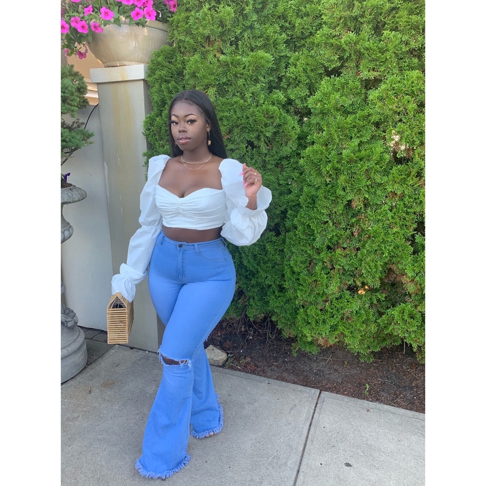 White Balloon Sleeve Corset Top “Rosie”
